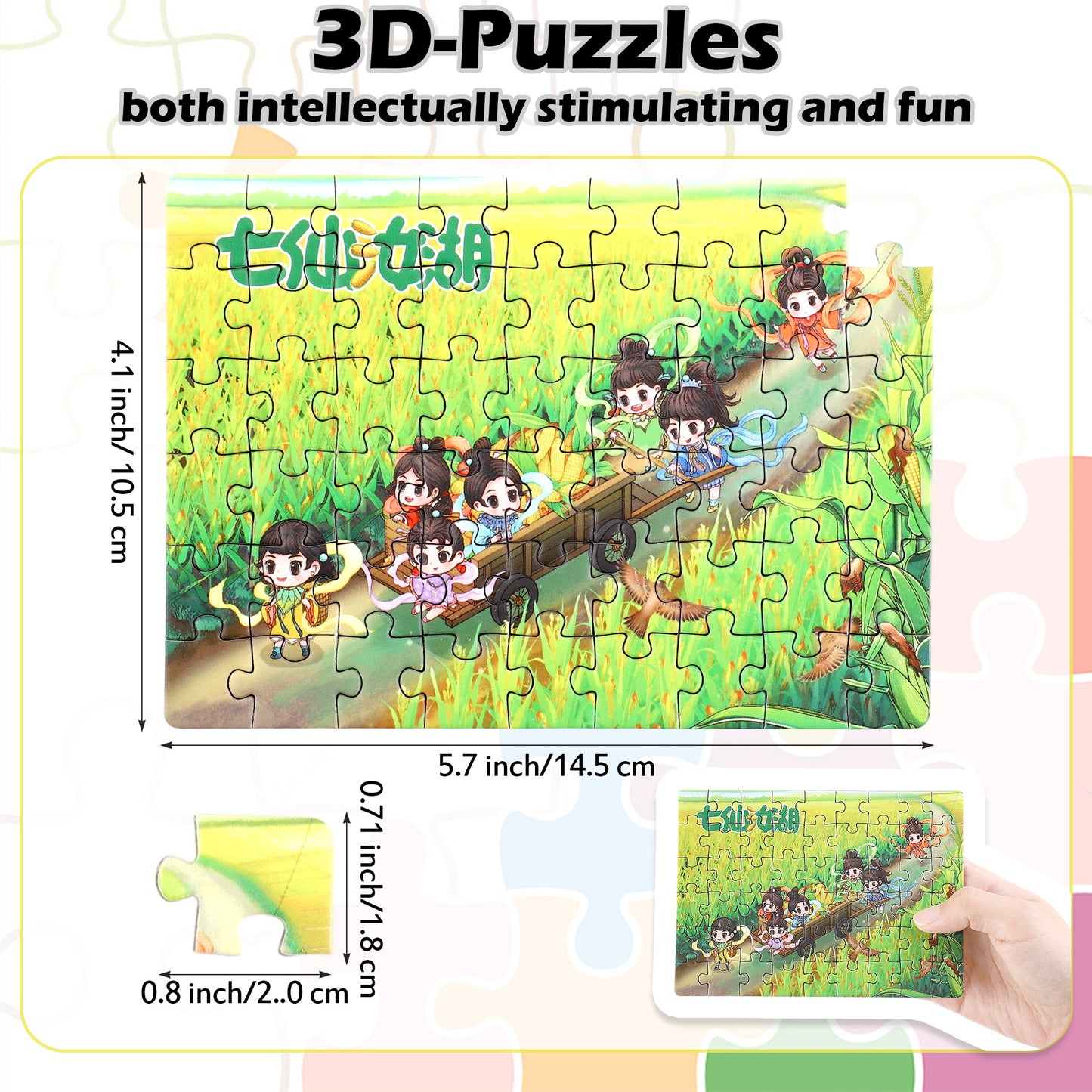 3D-PUZZLEV Puzzles for Kids Seven Fairy Maidens Jigsaw Puzzles 54-Piece Puzzle for Toddler Boys and Girls Learning Preschool Educational Toys Birthday Gifts
