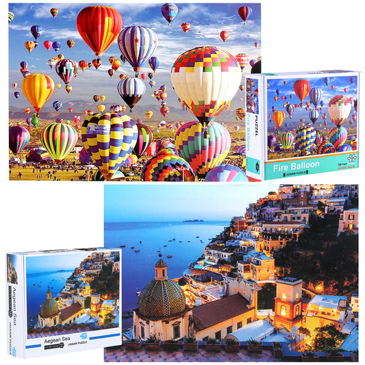3D-PUZZLEV 2000 Pieces Jigsaw Puzzles for Adults Hot Air Balloon and Aegean Sea Jigsaw Puzzles Fun Jigsaw Puzzles for Family, 27.6 x 19.7 Inches