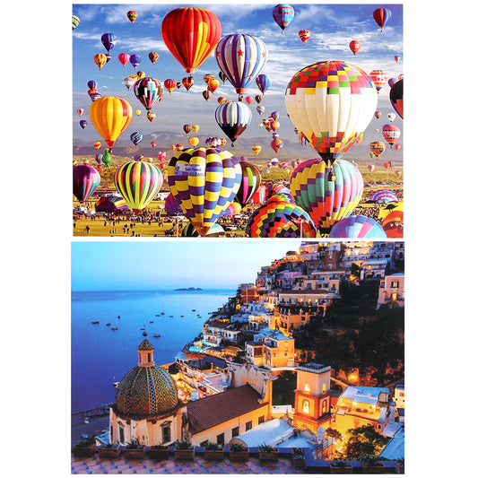 3D-PUZZLEV 2000 Pieces Jigsaw Puzzles for Adults Hot Air Balloon and Aegean Sea Jigsaw Puzzles Fun Jigsaw Puzzles for Family, 27.6 x 19.7 Inches