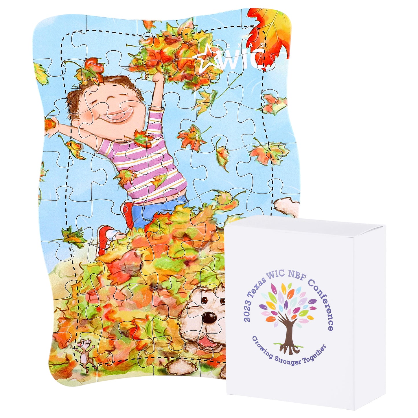 3D-PUZZLEV 40-Piece Autumn Fun Kids' Jigsaw Puzzle 9.3 x 6.9 Inch Irregular Rectangle Puzzle Boy & Dog Playing in Leaves Design, Ideal for Children's Early Education